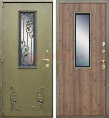 Офисная железная дверь со стеклом и ковкой ДСК-44 в Жуковском