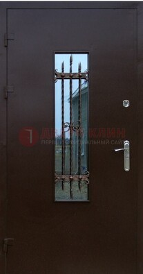Надежная металлическая дверь со стеклом и ковкой ДСК-47 в Жуковском