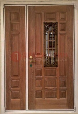 Стальная дверь со стеклом и ковкой ДСК-68 в общественное здание в Жуковском