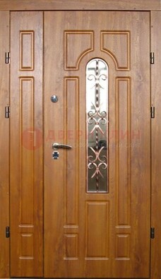 Стальная дверь со стеклом и цветной ковкой ДСК-78 для панельного дома в Жуковском