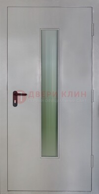 Белая металлическая техническая дверь со стеклянной вставкой ДТ-2 в Жуковском