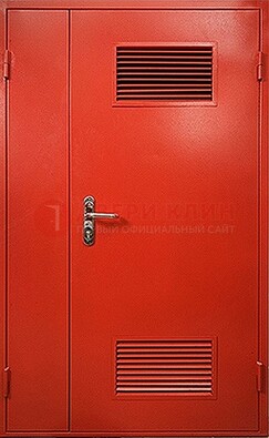 Красная железная техническая дверь с вентиляционными решетками ДТ-4 в Жуковском