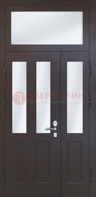 Черная тамбурная дверь со стеклянными вставками ДТМ-38 в Жуковском