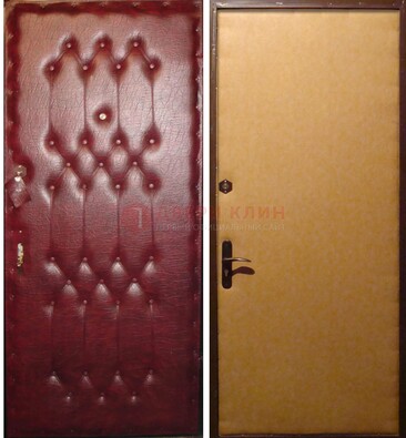 Бордовая металлическая дверь с винилискожей ДВ-1 в Жуковском