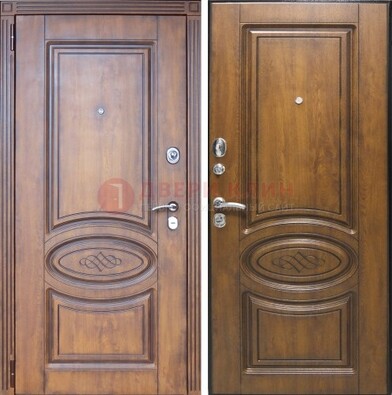 Коричневая металлическая дверь с виноритом ДВТ-10 в Жуковском