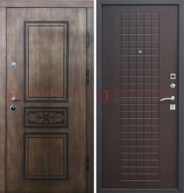 Входная резная дверь c МДФ и коричневой обратной стороной  ДM-1177 в Курске