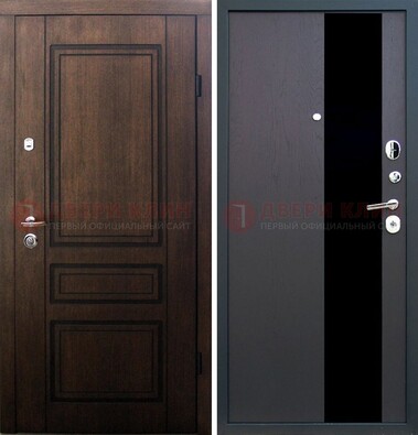 Входная дверь Итальянский орех с МДФ с черным стеклом ДМ-1199 в Жуковском