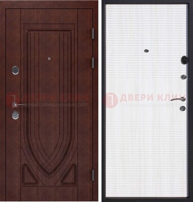 Уличная темная филенчатая дверь с виноритом и МДФ Белый ясень ДВТ-141 в Брянске