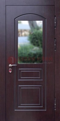 Темная железная дверь с виноритом и стеклом ДВТ-162 в Жуковском