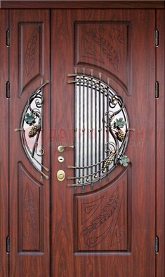 Железная дверь с виноритом и стеклом с ковкой ДВТ-170 в Жуковском