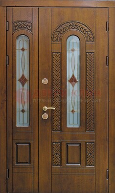 Темная стальная дверь с виноритом и стеклом ДВТ-179 в Жуковском