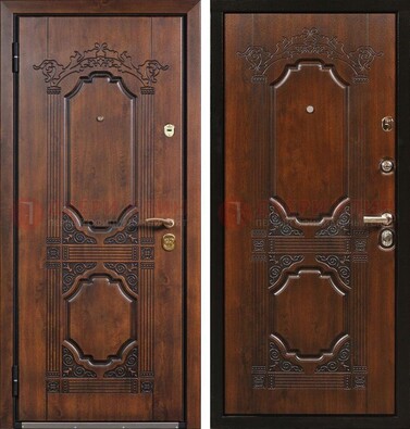 Коричневая железная дверь с виноритом и узором ДВТ-211 в Жуковском