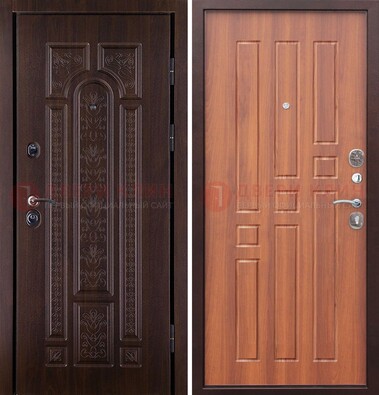 Темная металлическая дверь с виноритом и узором ДВТ-224 в Жуковском