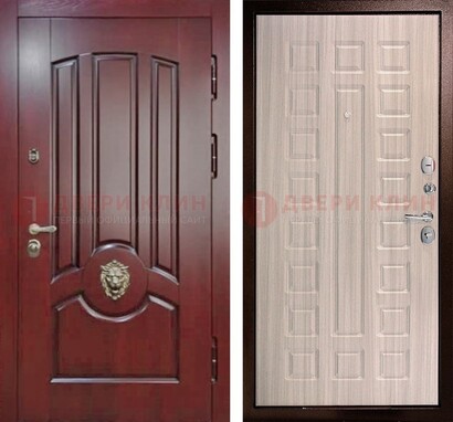 Темно-красная входная дверь с виноритом ДВТ-234 в Жуковском