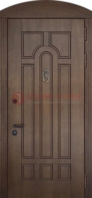 Коричневая стальная дверь с виноритом в форме арки ДВТ-237 в Жуковском