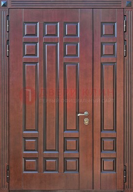 Коричневая полуторная металическая дверь с виноритом ДВТ-240 в Жуковском