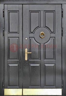 Черная металическая дверь с виноритом для дома ДВТ-241 в Жуковском