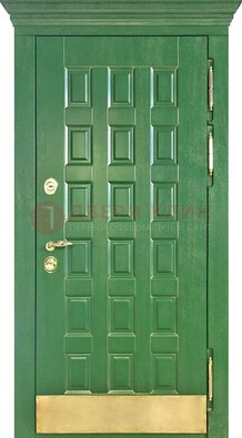 Входная зеленая дверь с виноритом для коттеджа ДВТ-249 в Жуковском