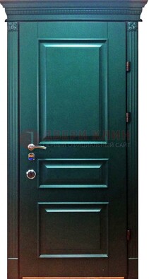 Зеленая входная филенчатая дверь с виноритом ДВТ-62 в Жуковском