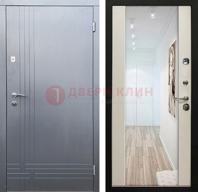 Стальная темная дверь cо светлой МДФ с зеркалом ДЗ-101 в Жуковском