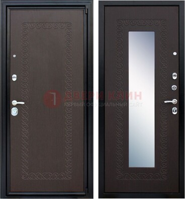 Темная стальная дверь с зеркалом ДЗ-20 в Жуковском
