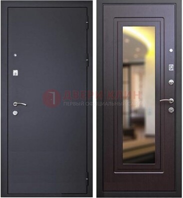 Черная железная дверь с зеркалом ДЗ-30 в Жуковском