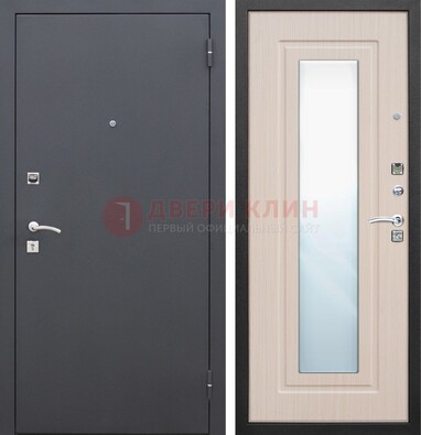 Черная входная дверь с зеркалом МДФ внутри ДЗ-31 в Электроуглях