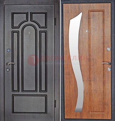 Темная железная дверь с зеркалом ДЗ-35 в Жуковском