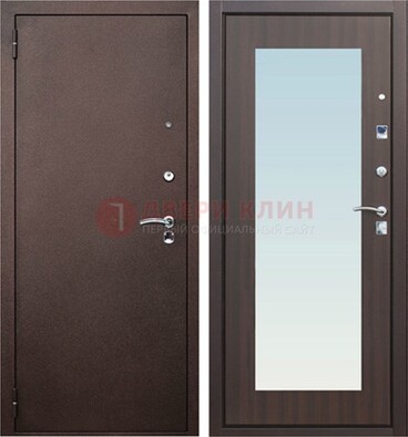 Коричневая входная дверь с зеркалом МДФ внутри ДЗ-40 в Жуковском