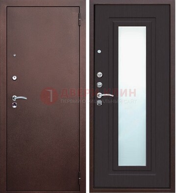 Коричневая металлическая дверь с зеркалом ДЗ-43 в Жуковском