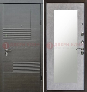 Серая входная дверь с МДФ панелью и зеркалом внутри ДЗ-51 в Брянске