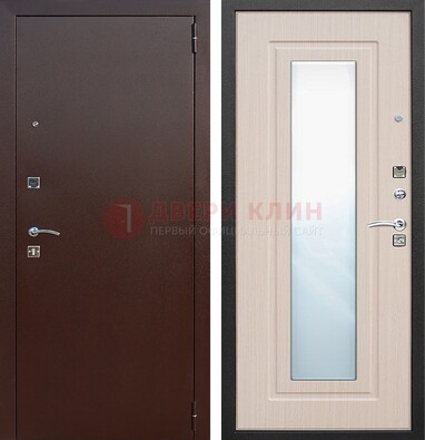 Входная дверь с порошковым покрытием филенчатой МДФ и зеркалом ДЗ-65 в Жуковском
