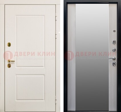 Белая стальная дверь с большим зеркалом ДЗ-73 в Жуковском