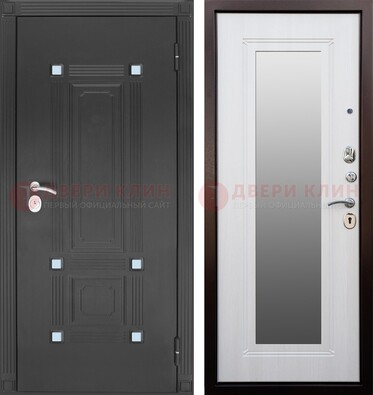 Стальная черная дверь МДФ с зеркалом ДЗ-76 в Жуковском