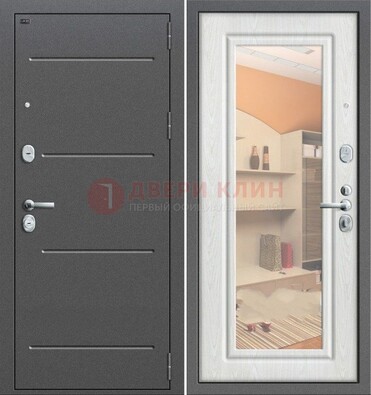 Серая металлическая дверь с зеркалом ДЗ-7 в Жуковском