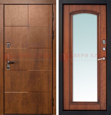 Белая филенчатая дверь с фрезерованной МДФ и зеркалом ДЗ-81 в Жуковском