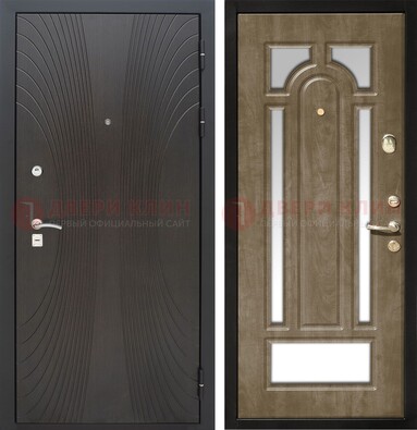 Темная металлическая дверь МДФ с различными зеркальными вставками внутри ДЗ-82 в Кубинке