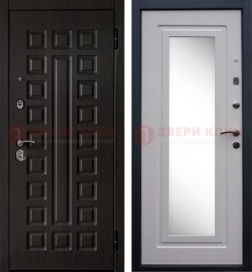 Черная филенчатая металлическая дверь МДФ с зеркалом ДЗ-83 в Жуковском