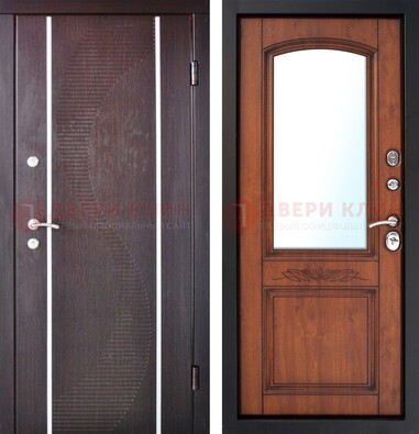 Входная дверь с МДФ и МДФ внутри с зеркалом ДЗ-88 в Жуковском
