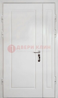 Полуторная металлическая дверь с МДФ в белом цвете ПЛ-24 в Жуковском