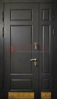 Черная полуторная железная дверь для частного дома ПЛ-2 в Жуковском